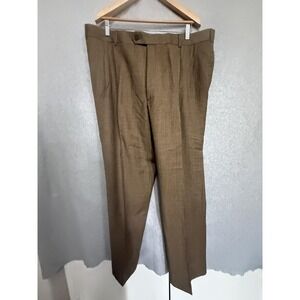 Irvine Park Dress Pants Mens 45x33 Brown Wool Check Pleated Lined‎ Big Tall